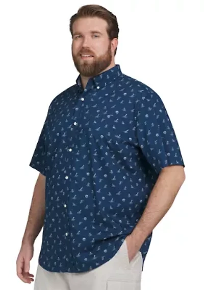 Big & Tall Short Sleeve Poplin Print Woven Shirt