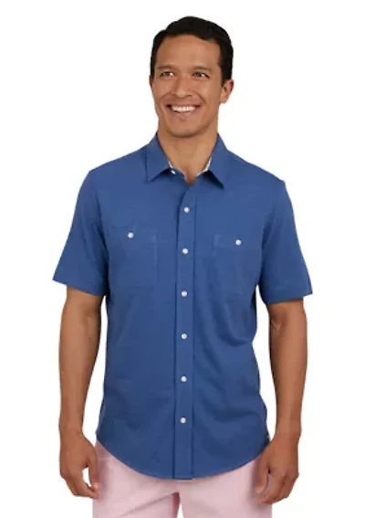 Short Sleeve Slub Button Front Shirt