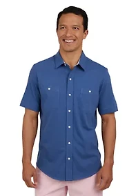 Short Sleeve Slub Button Front Shirt