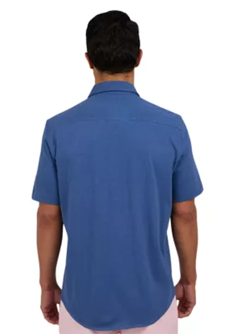 Short Sleeve Slub Button Front Shirt