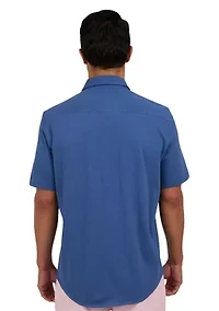Short Sleeve Slub Button Front Shirt