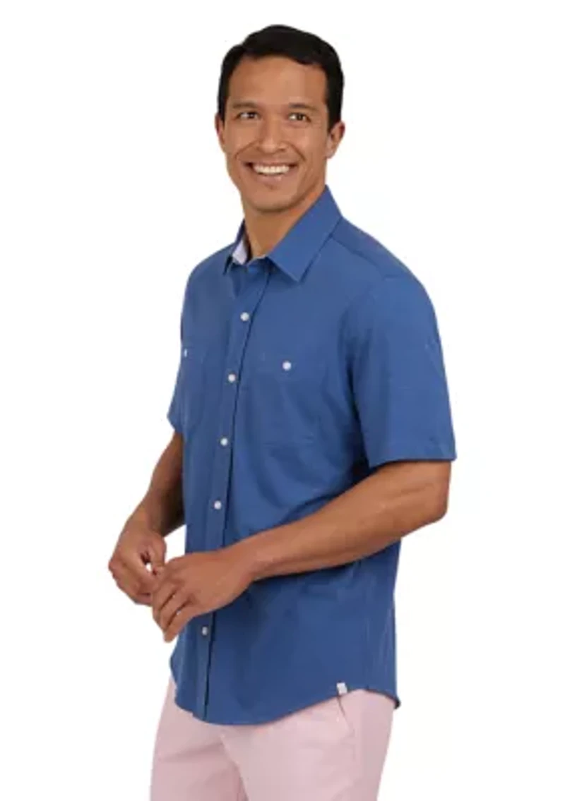 Short Sleeve Slub Button Front Shirt
