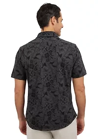 Short Sleeve Slub Button Front Shirt