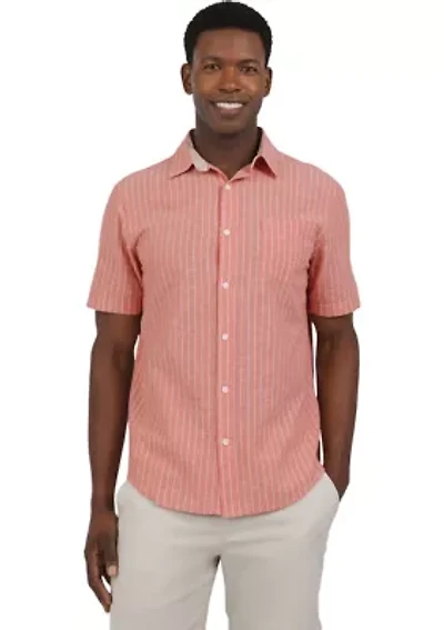 Short Sleeve Stripe Linen Shirt