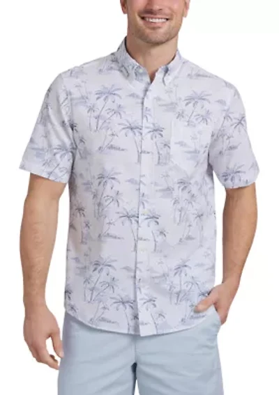 Men's Printed Seersucker Button Down Shirt