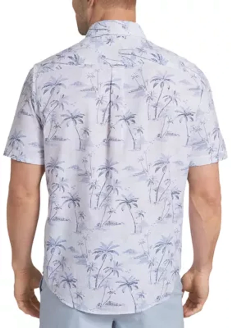 Men's Printed Seersucker Button Down Shirt