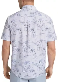 Men's Printed Seersucker Button Down Shirt
