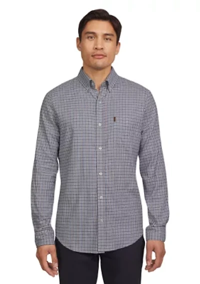 Plaid Twill Woven Long Sleeve Button Down Shirt