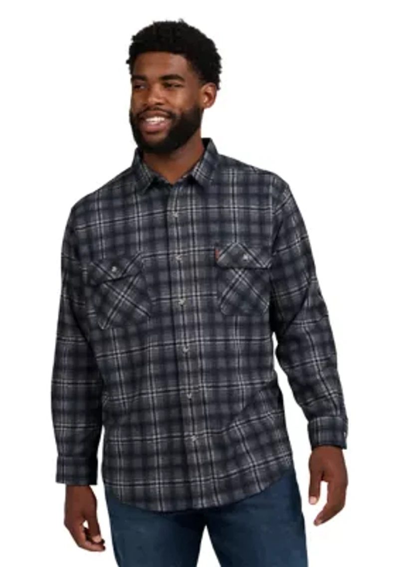 Big & Tall Plaid Knit Flannel Shirt