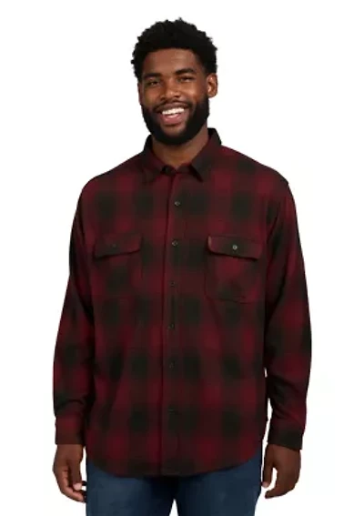 Big & Tall Plaid Knit Flannel Shirt