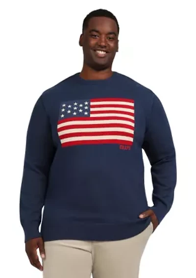 Big & Tall  Cotton Twist Flag Graphic Sweater