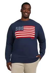 Big & Tall  Cotton Twist Flag Graphic Sweater