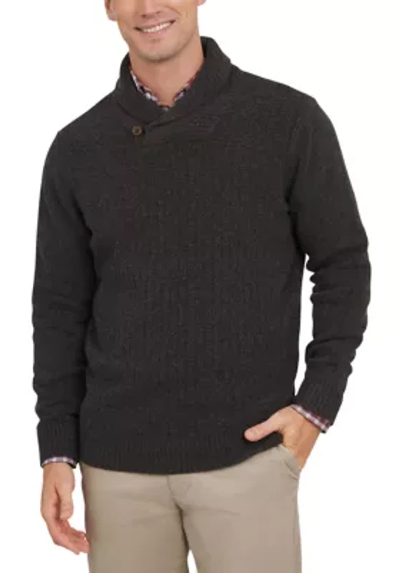 Men's Link Stitch Shawl Collar Pullover