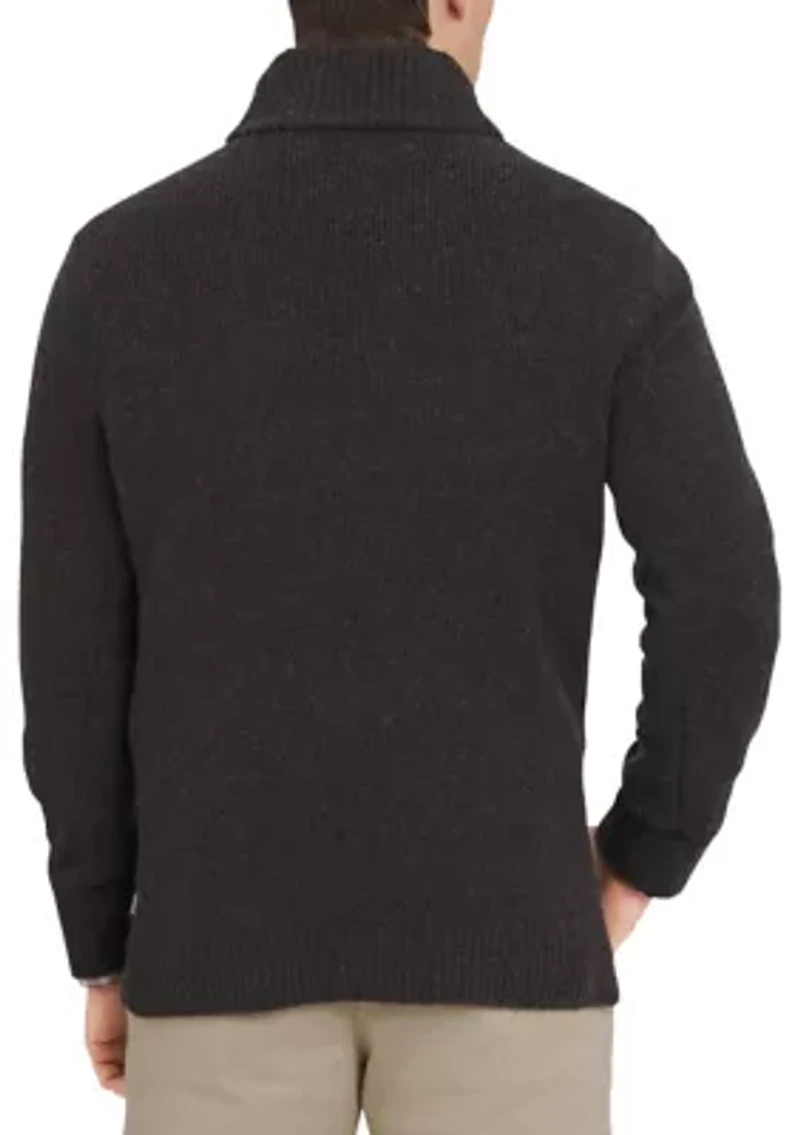Men's Link Stitch Shawl Collar Pullover