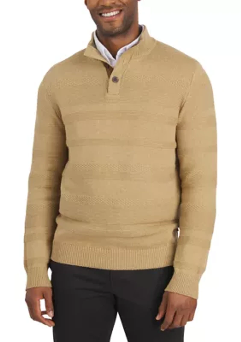 Men's Button Mock Neck Pullover Sweater