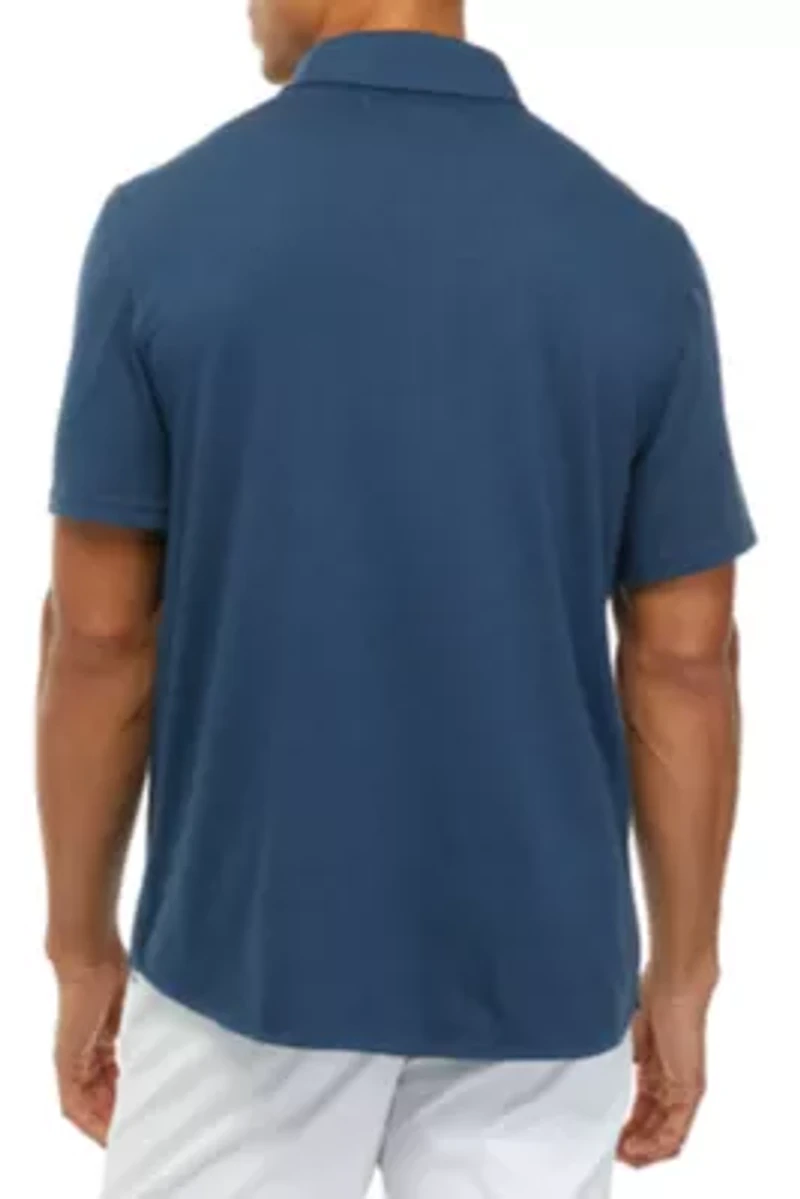 Solid Knit Button Down Polo Shirt
