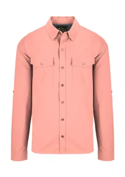 Men's Traveler's Solid Dobby Long Sleeve Shirt