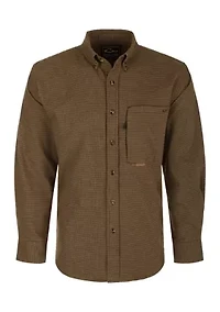 Big & Tall Long Sleeve Autumn Houndstooth Brushed Twill Shirt