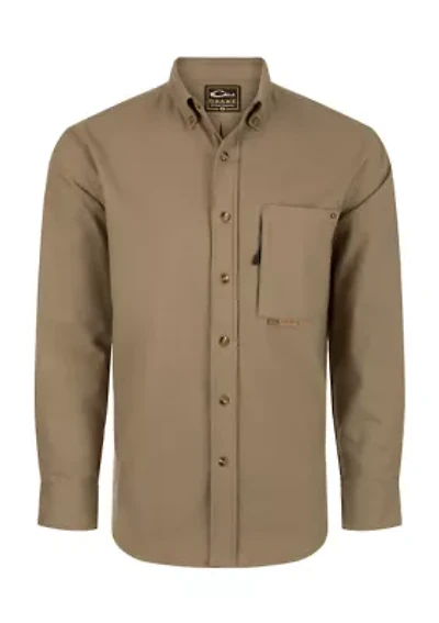 Men's Autumn Brushed Twill Solid Button Down Long Sleeve Shirt