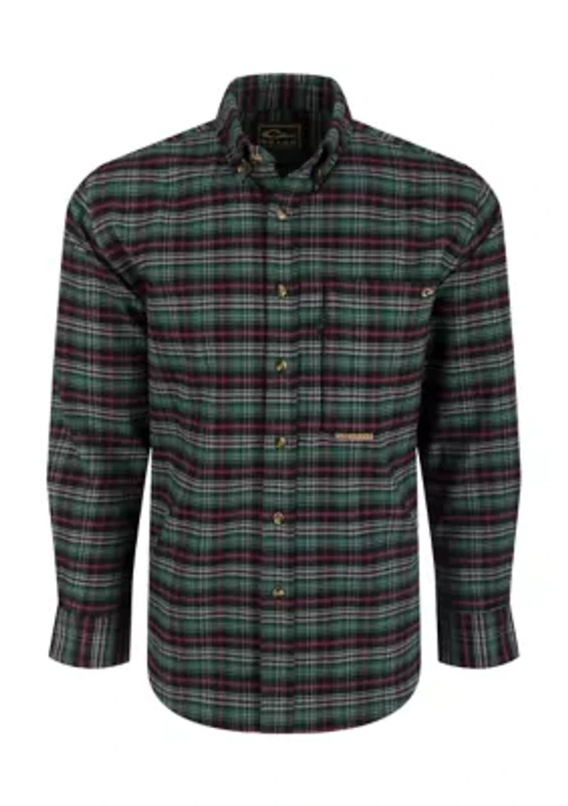 Big & Tall Long Sleeve Autumn Plaid Brushed Twill Shirt