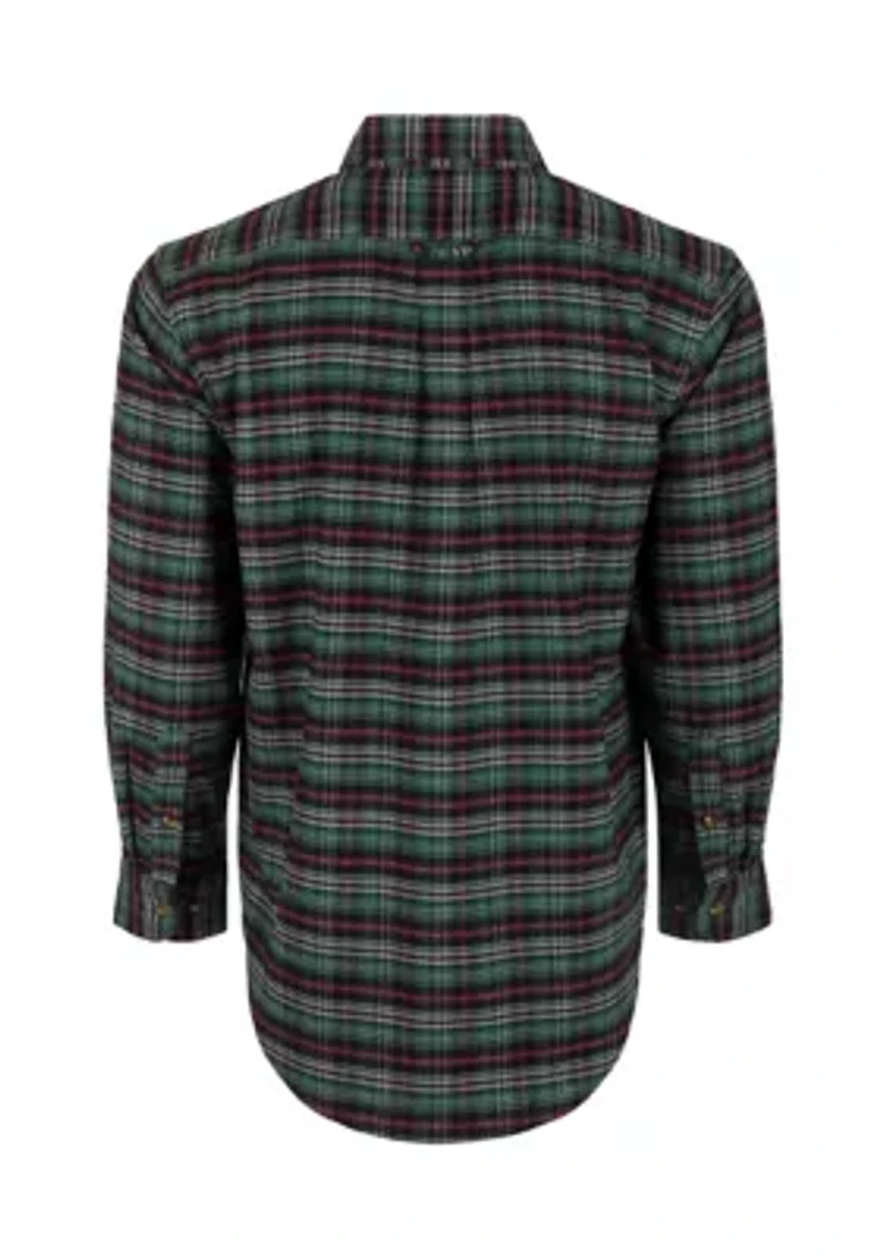 Big & Tall Long Sleeve Autumn Plaid Brushed Twill Shirt