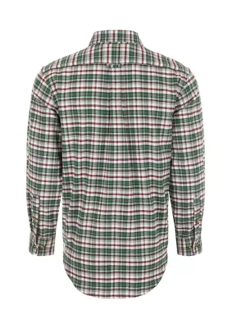 Men's Autumn Brushed Twill Plaid Button Down Long Sleeve Shirt