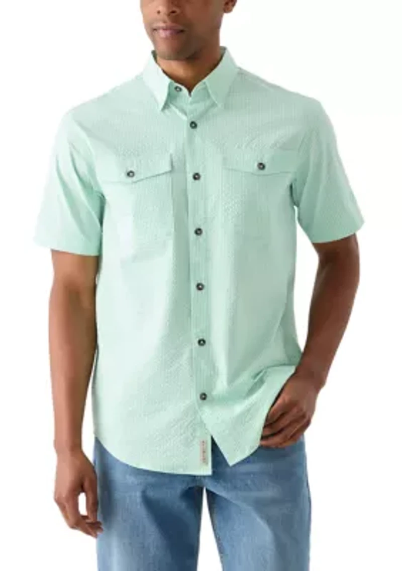 Men's Frat Seersucker Striped Button-Down Short Sleeve Shirt