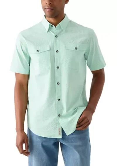 Men's Frat Seersucker Striped Button-Down Short Sleeve Shirt