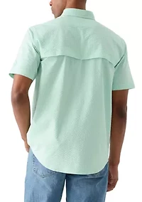 Men's Frat Seersucker Striped Button-Down Short Sleeve Shirt