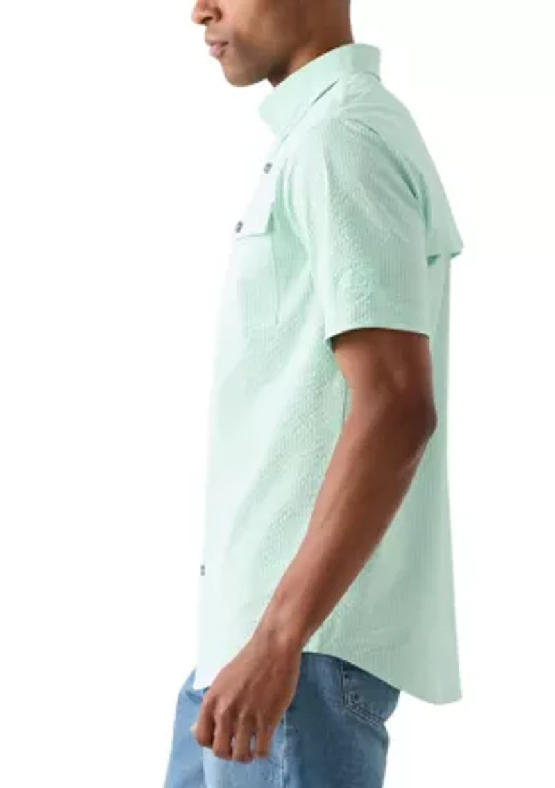 Men's Frat Seersucker Striped Button-Down Short Sleeve Shirt