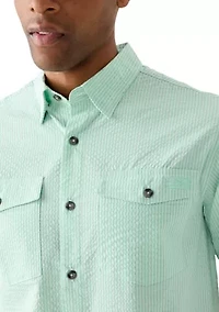 Men's Frat Seersucker Striped Button-Down Short Sleeve Shirt