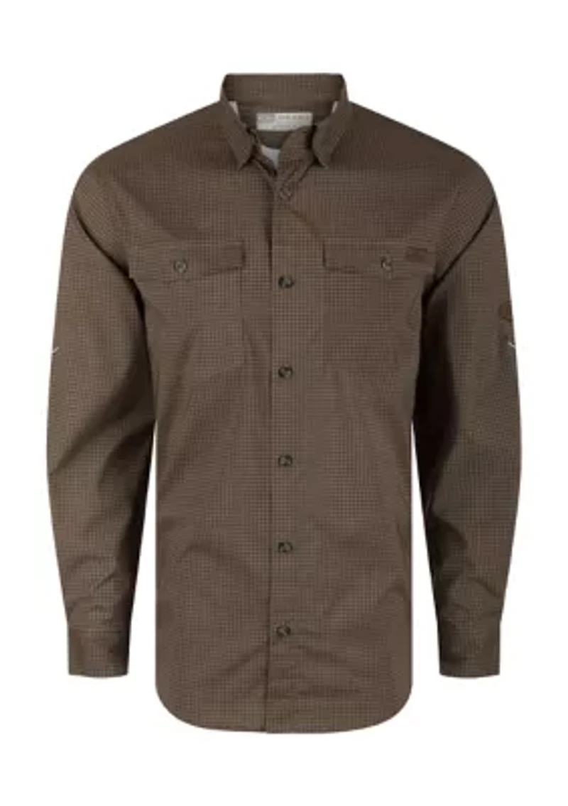 Men's Frat Gingham Check Button Down Long Sleeve Shirt