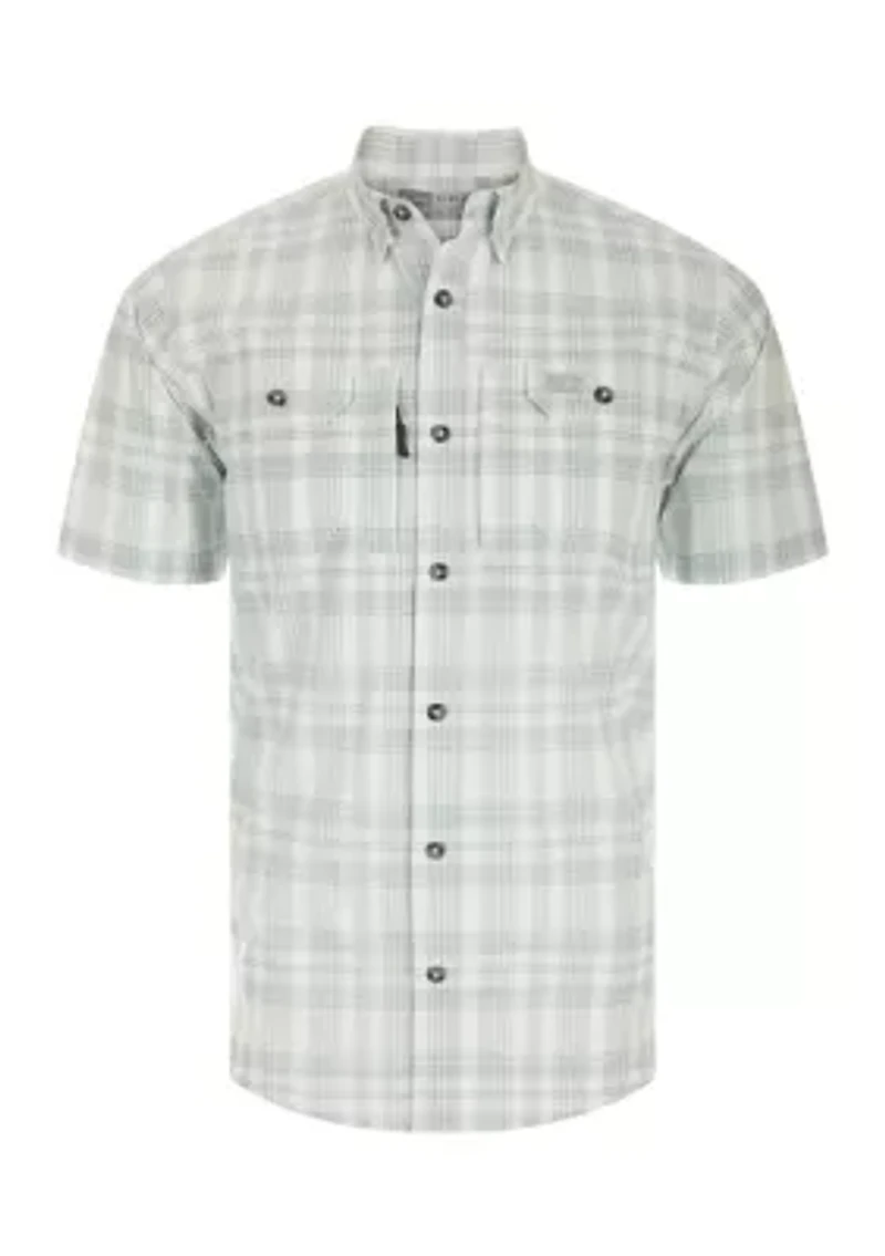 Frat Faded Plaid Button-Down Short Sleeve Shirt