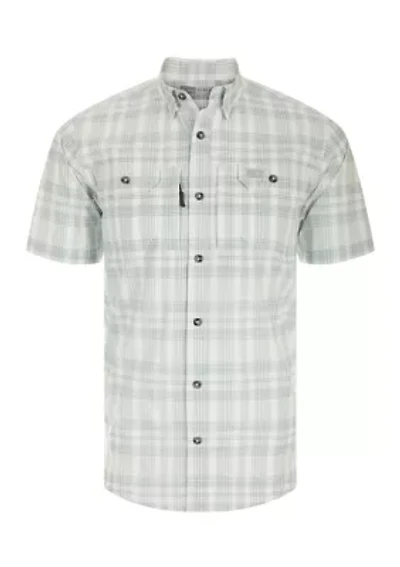 Frat Faded Plaid Button-Down Short Sleeve Shirt