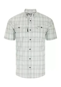 Frat Faded Plaid Button-Down Short Sleeve Shirt