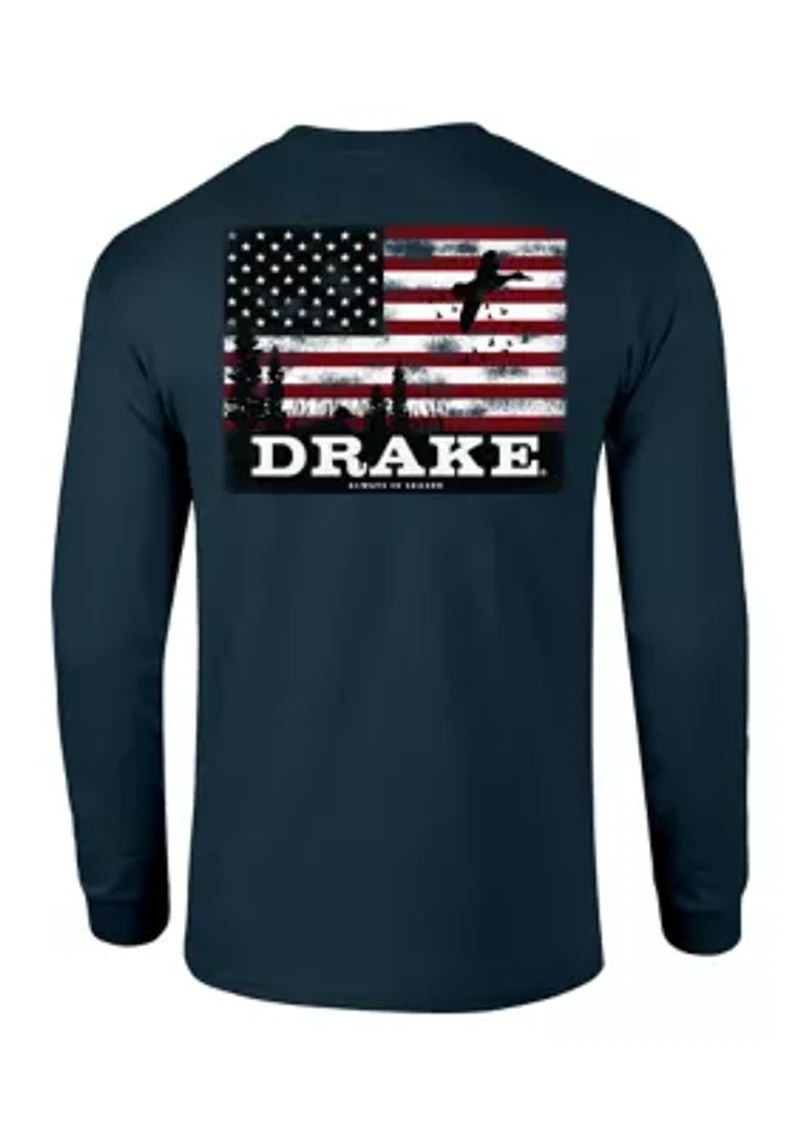 Men's Scenic Flag Long Sleeve Graphic T-Shirt