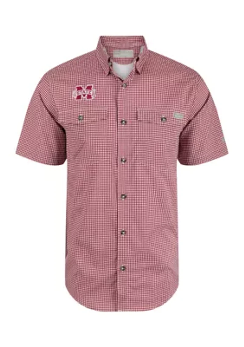 NCAA Mississippi State Bulldogs Frat Gingham Short Sleeve Shirt