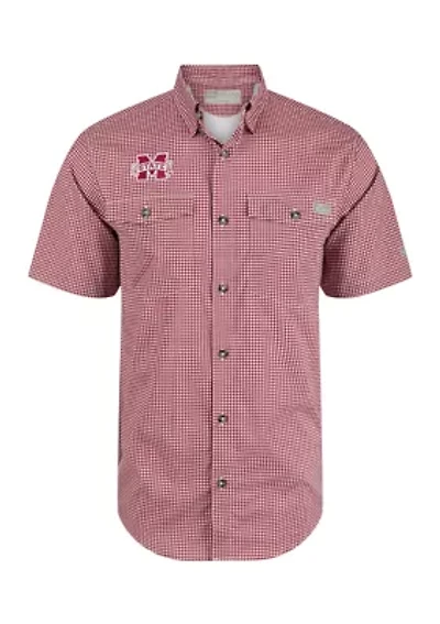 NCAA Mississippi State Bulldogs Frat Gingham Short Sleeve Shirt