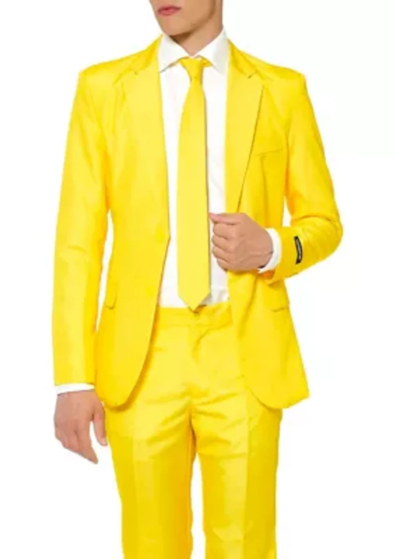 Solid Yellow  2 Piece Suit + Tie