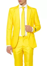 Solid Yellow  2 Piece Suit + Tie