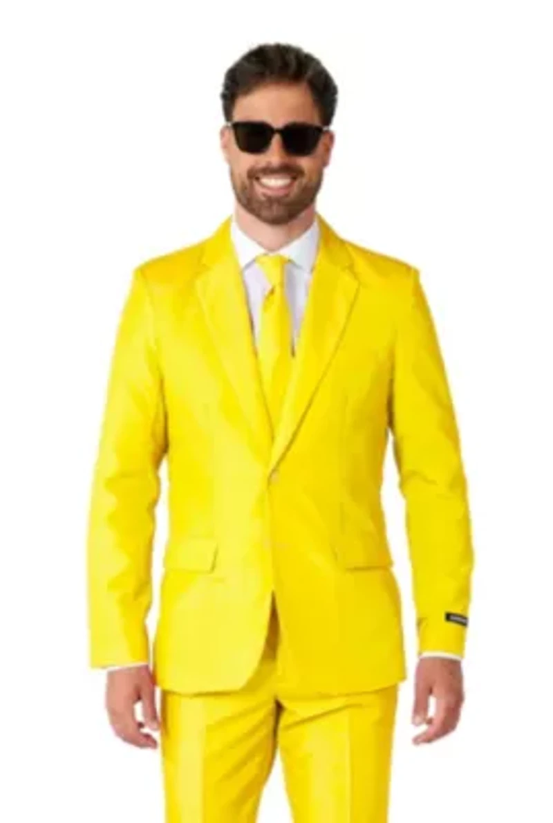 Solid Yellow  2 Piece Suit + Tie