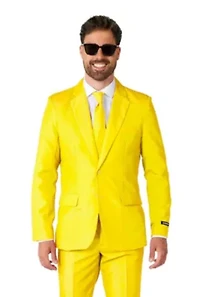 Solid Yellow  2 Piece Suit + Tie