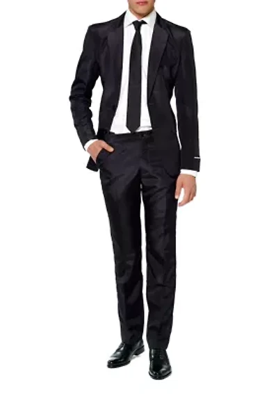 Solid Black  2 Piece Suit + Tie