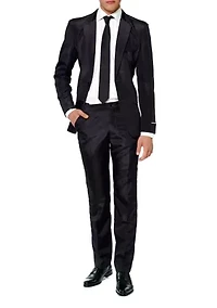 Solid Black  2 Piece Suit + Tie