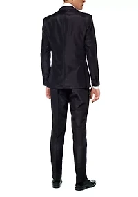 Solid Black  2 Piece Suit + Tie