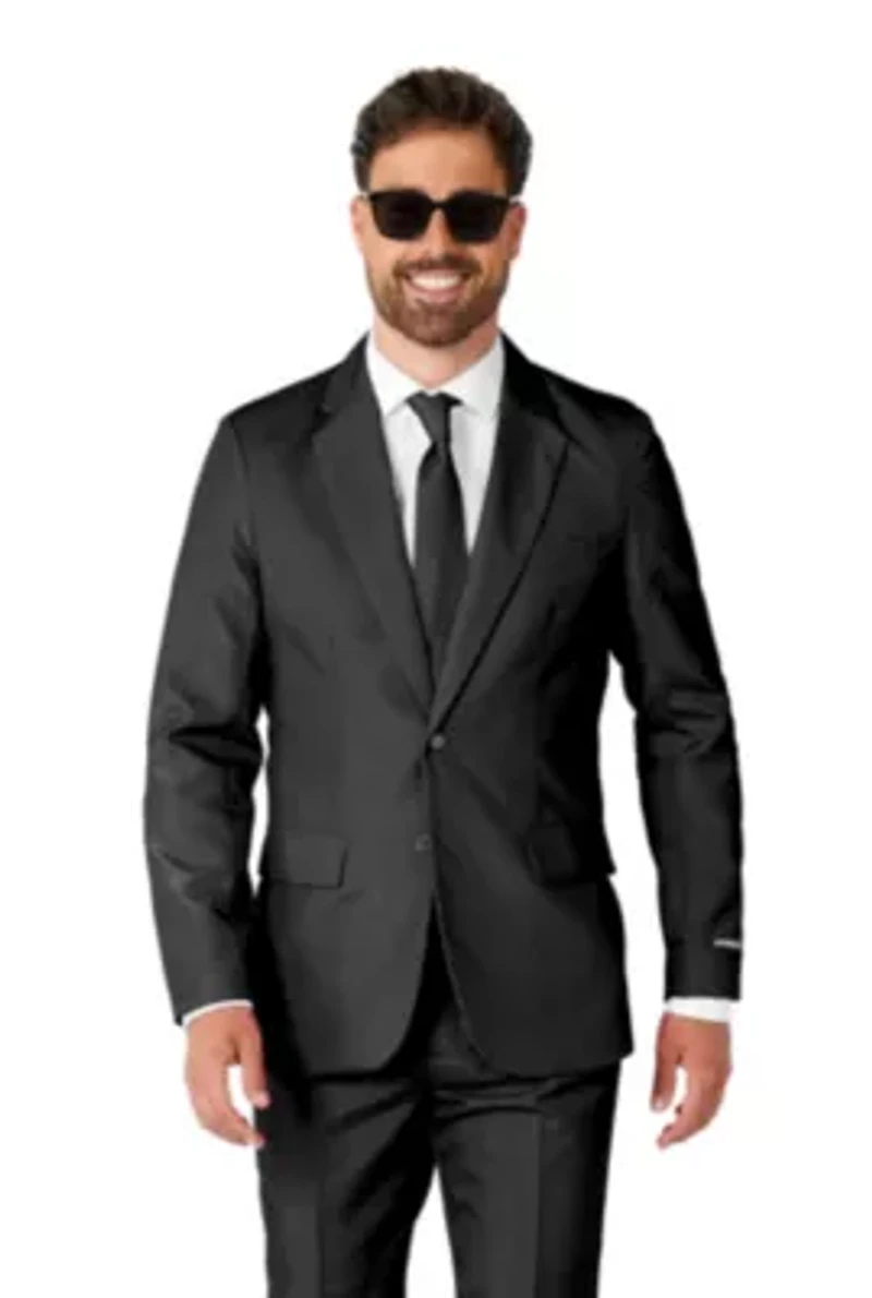 Solid Black  2 Piece Suit + Tie