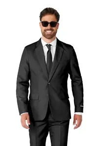 Solid Black  2 Piece Suit + Tie