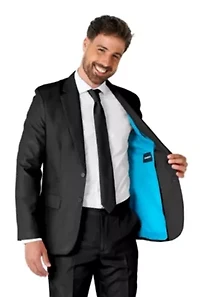Solid Black  2 Piece Suit + Tie