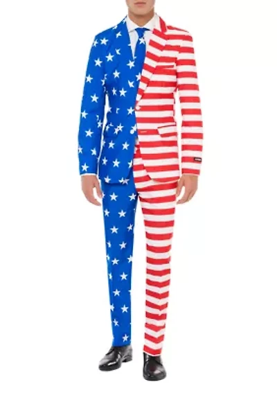 USA Flag 2 Piece Suit + Tie