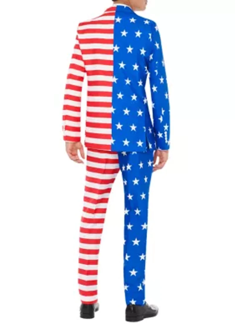 USA Flag 2 Piece Suit + Tie